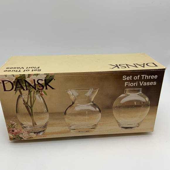 Dansk Fiori Flower Vases Small Clear Glass Vases Set of Three - Picture 6 of 10